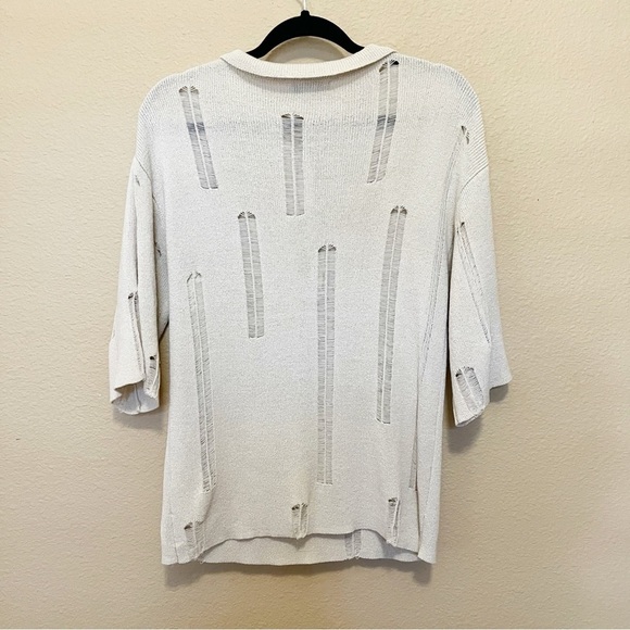 VRG GRL Distressed Oversized Relaxed Fit Knit Collared Polo Neutral Tan AU 6/ XS - Picture 10 of 11